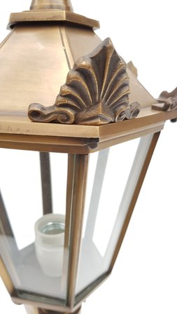 Sechseckige messing sockellaterne mit schinkel 70 cm