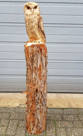 Große holzschnitzerei Schleiereule