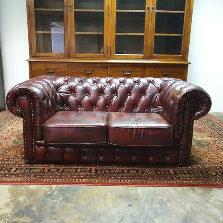 Rotes Chesterfield 2-Sitzer Sofa