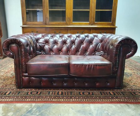 Rotes Chesterfield 2-Sitzer Sofa