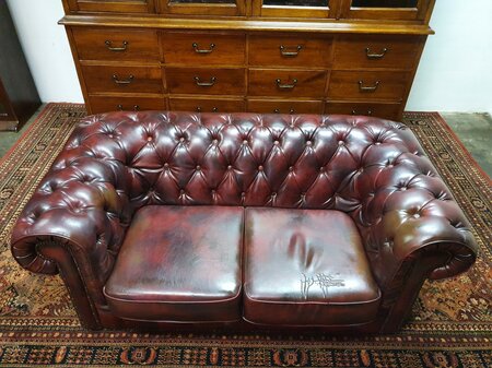 Rotes Chesterfield 2-Sitzer Sofa