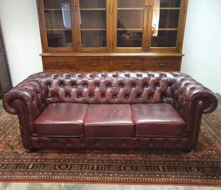 Rotes Chesterfield 3-Sitzer Sofa