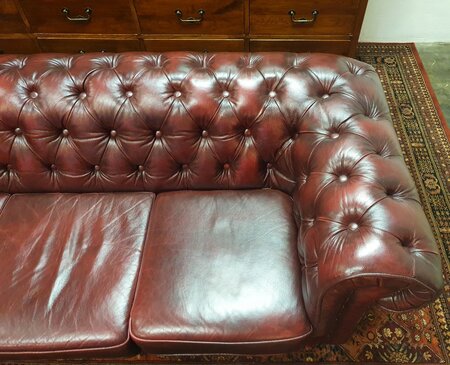 Rotes Chesterfield 3-Sitzer Sofa