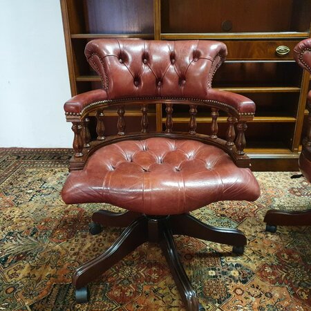 Antike Chesterfield Captain chair bürostuhl Bordeaux rot