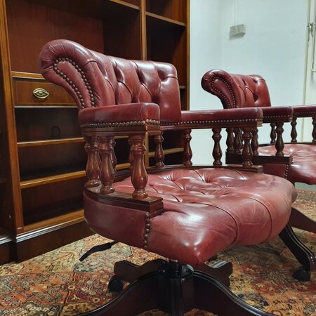 Antike Chesterfield Captain chair bürostuhl Bordeaux rot