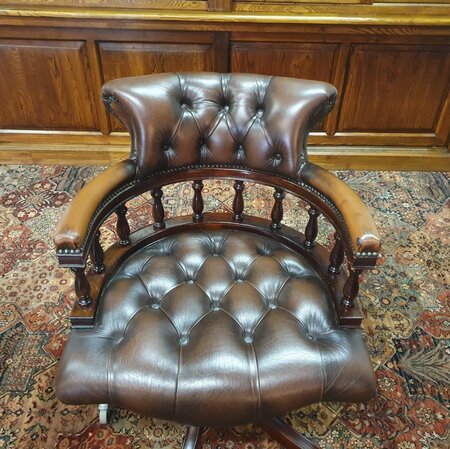 Antike Chesterfield Captain chair bürostuhl braun