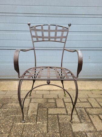 Antike schmiedeeisen gartenstühle mit armlehnen