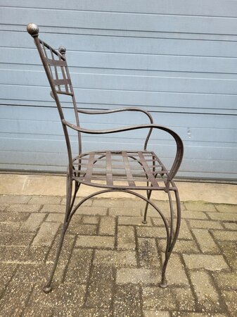 Antike schmiedeeisen gartenstühle mit armlehnen