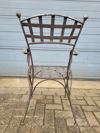 Antike schmiedeeisen gartenstühle mit armlehnen