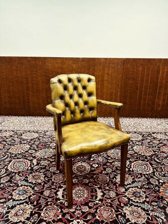 Englischer Chesterfield stuhl Olivgrün