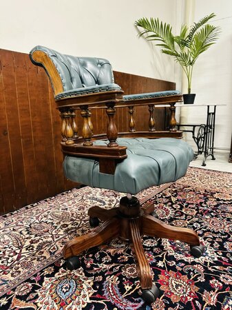 Antike Chesterfield Captain chair bürostuhl grün