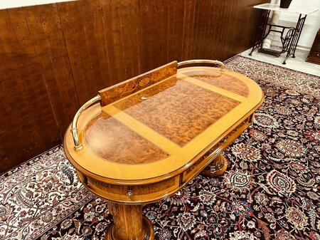 Antike Italienisches wurzelholz schreibtisch mit bürostuhl