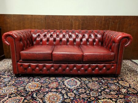 Englisches Chesterfield Sofa Set 3-Sitzer Oxblood