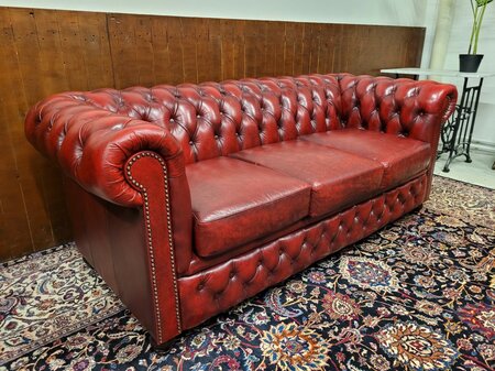 Englisches Chesterfield Sofa Set 3-Sitzer Oxblood