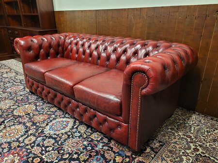 Englisches Chesterfield Sofa Set 3-Sitzer Oxblood