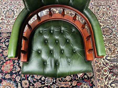 English Chesterfield Captain Chair Bürostuhl Grün