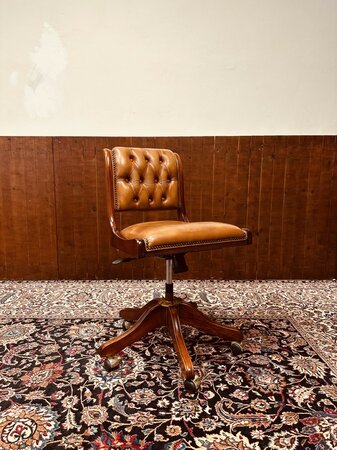 English Chesterfield Bürostuhl Braun