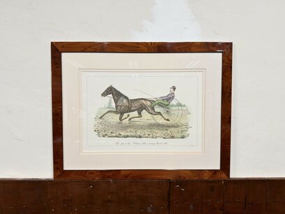 Antiker englischer Druck Reiter in Walnussholzrahmen