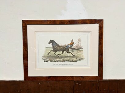 Klassischer englischer Druck Reiter in Walnussholzrahmen