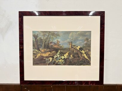 Antiker englischer Druck in Walnussholzrahmen