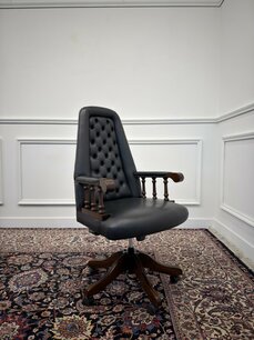 Klassischer englischer Chesterfield Bürostuhl schwarz #2