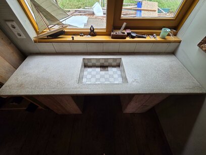 Antike Landhausstil Terrazzo Küchenarbeitsplatte
