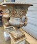 Antike gusseisen bartmann vase mit sockel